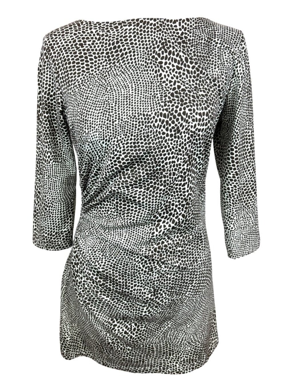 J. McLaughlin Python Print Tunic Top Women's S Side Ruched 3/4 Sleeve Stretch